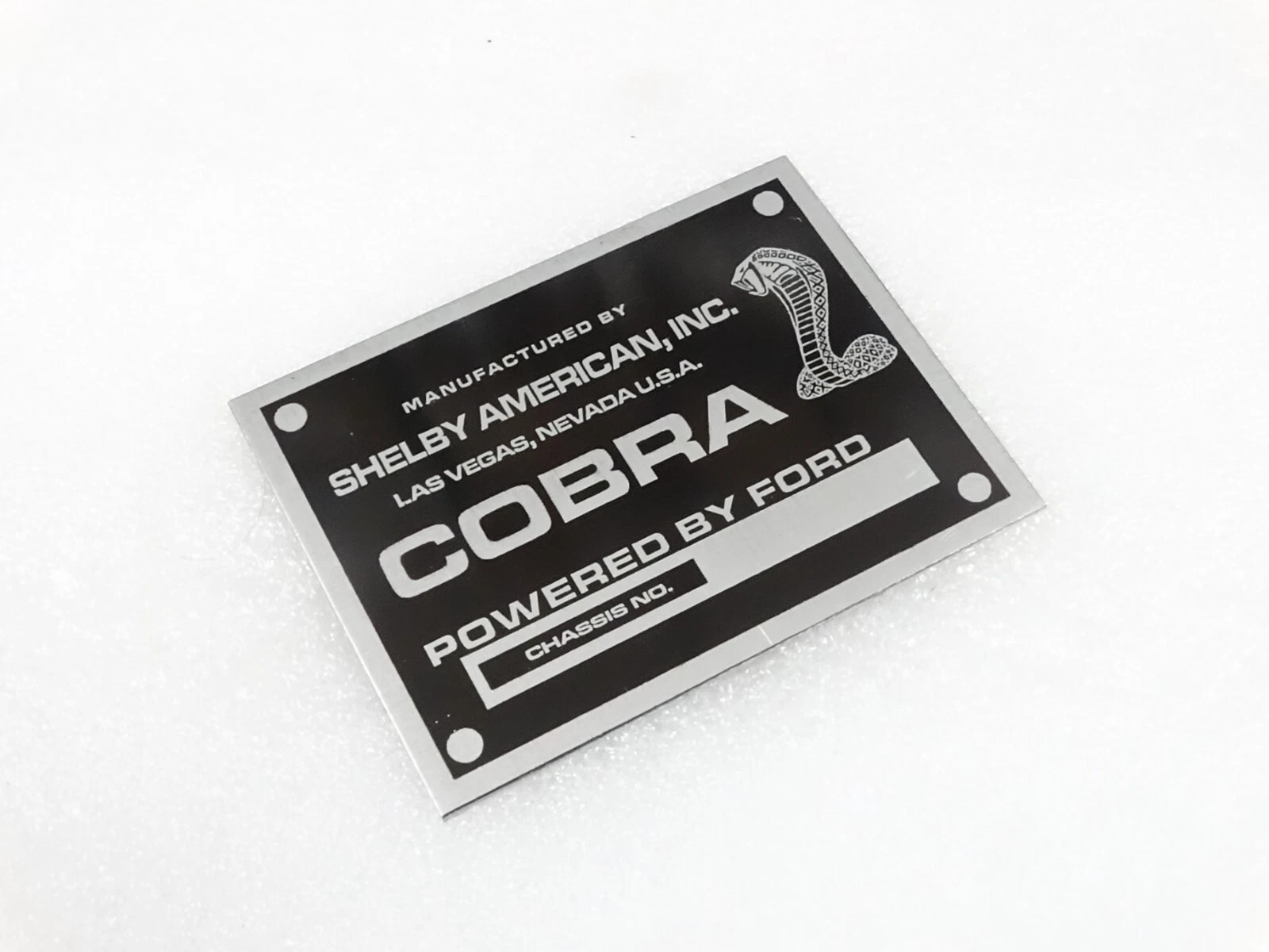 DATA PLATE FITS TO VINATEG FORD COBRA CARROLL SHELBY MODEL #V210-7