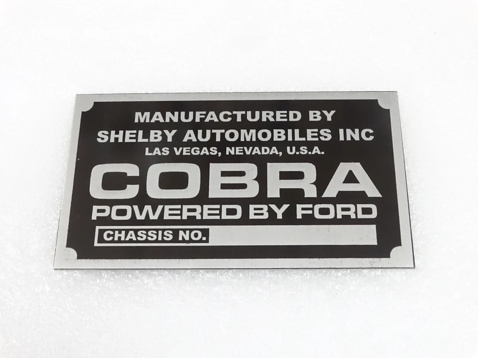 DATA PLATE FITS TO COBRA CARROLL SHELBY MODEL BY FORD #V212-7