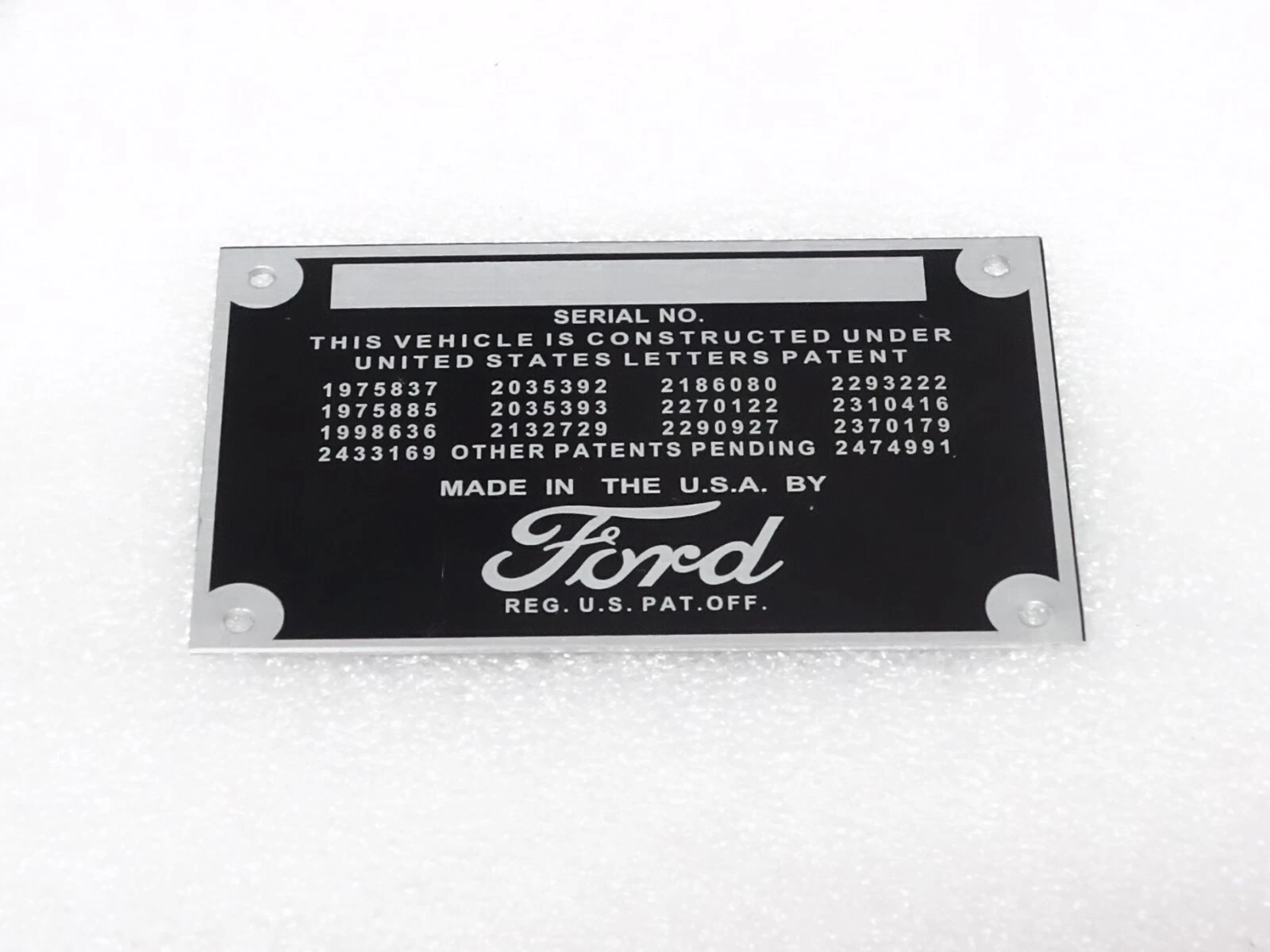 DATA PLATE FOR VINTAGE FORD CAR / PICKUP TRUCK 1932-193 #V195-7
