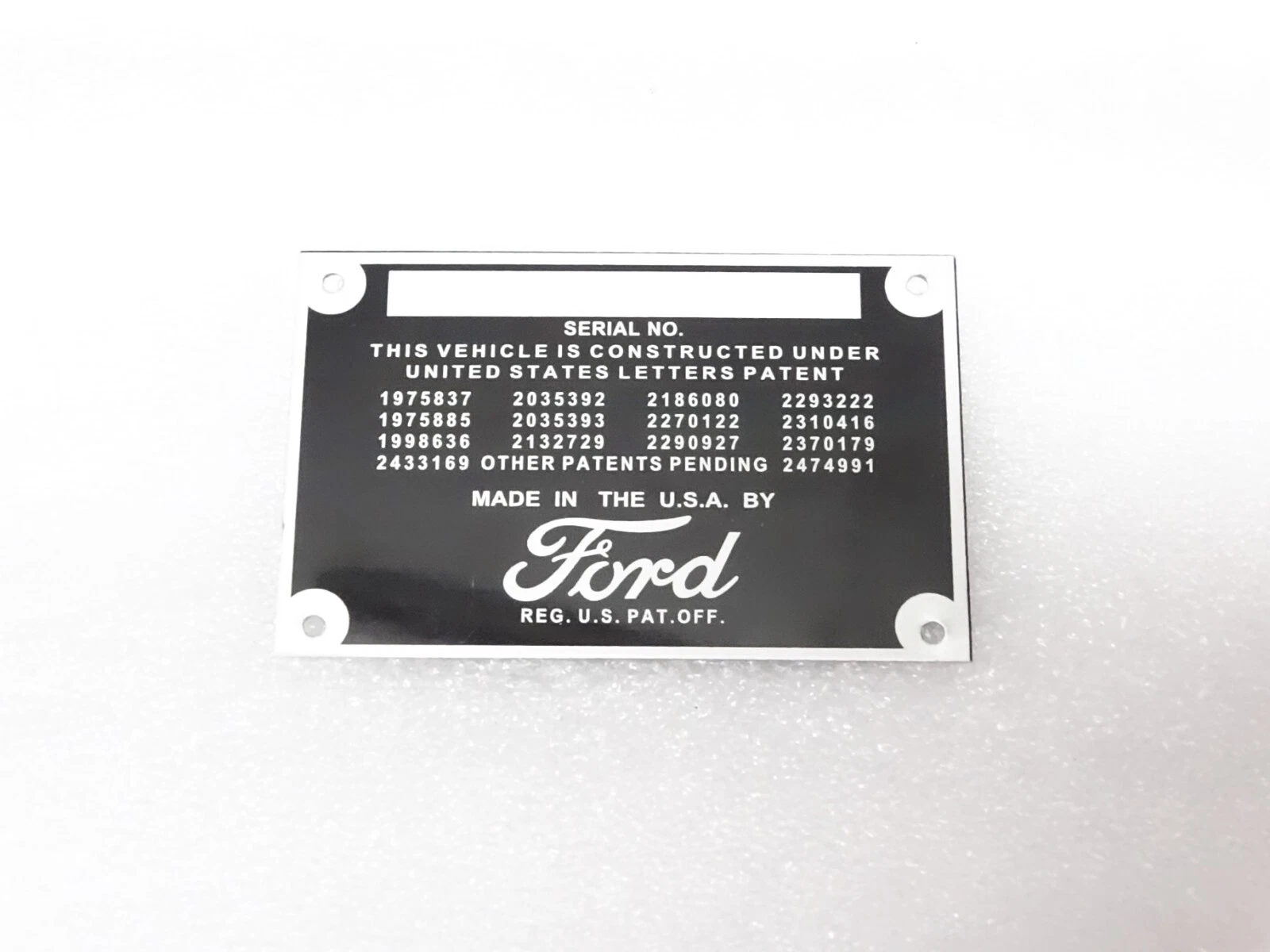 DATA PLATE FOR VINTAGE FORD CAR / PICKUP TRUCK 1932-193 #V195-7