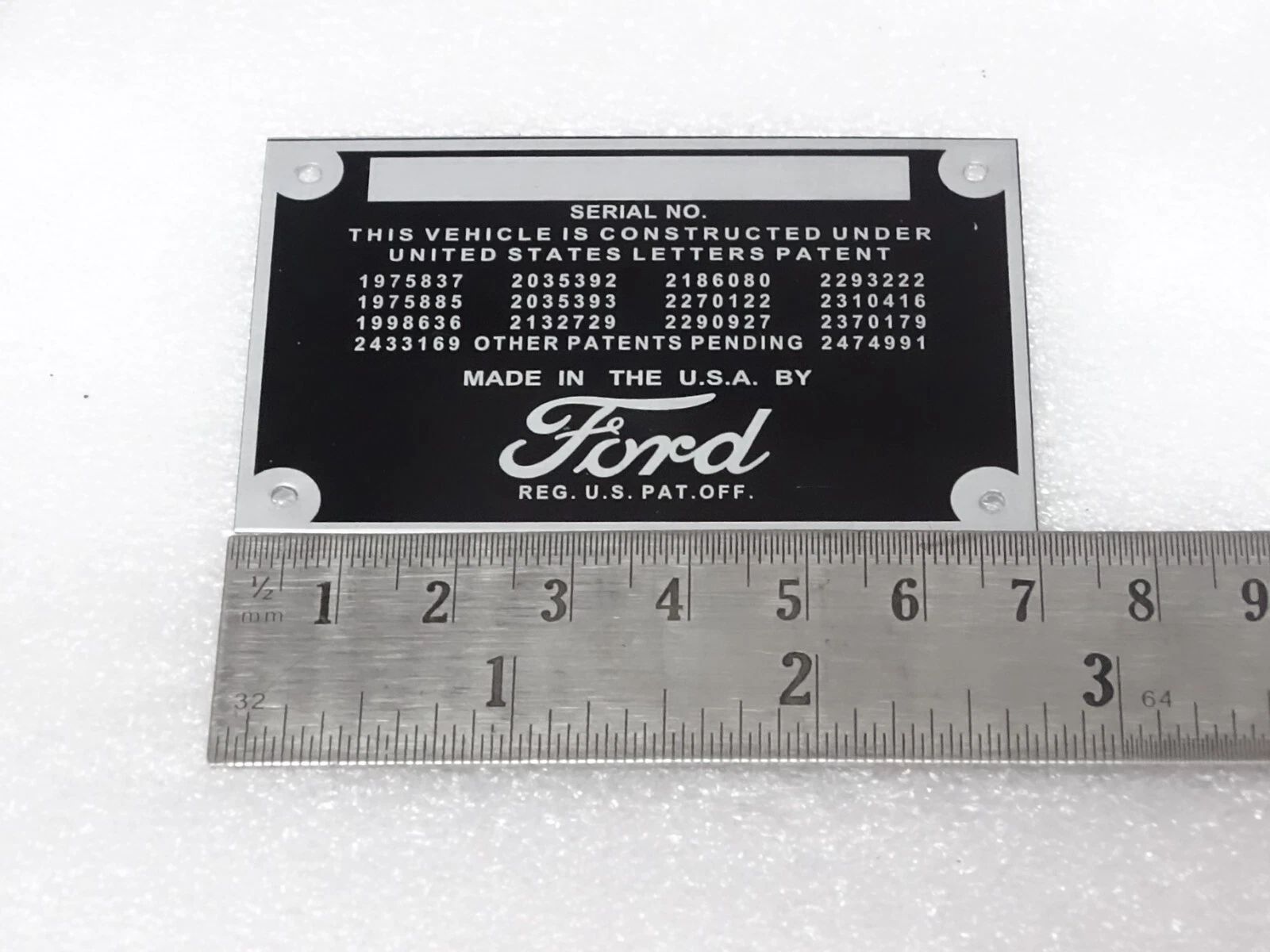 DATA PLATE FOR VINTAGE FORD CAR / PICKUP TRUCK 1932-193 #V195-7