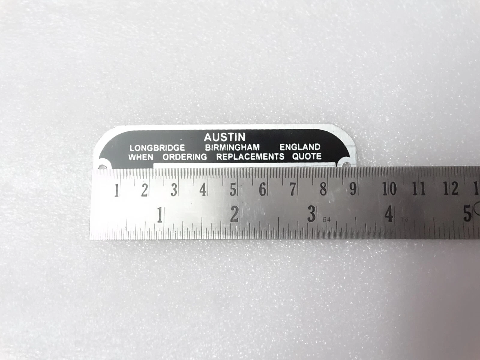 FOR VINTAGE Austin CAR BIRMINGHAM ENGLAND Aluminium Data Plate Frame #25C22