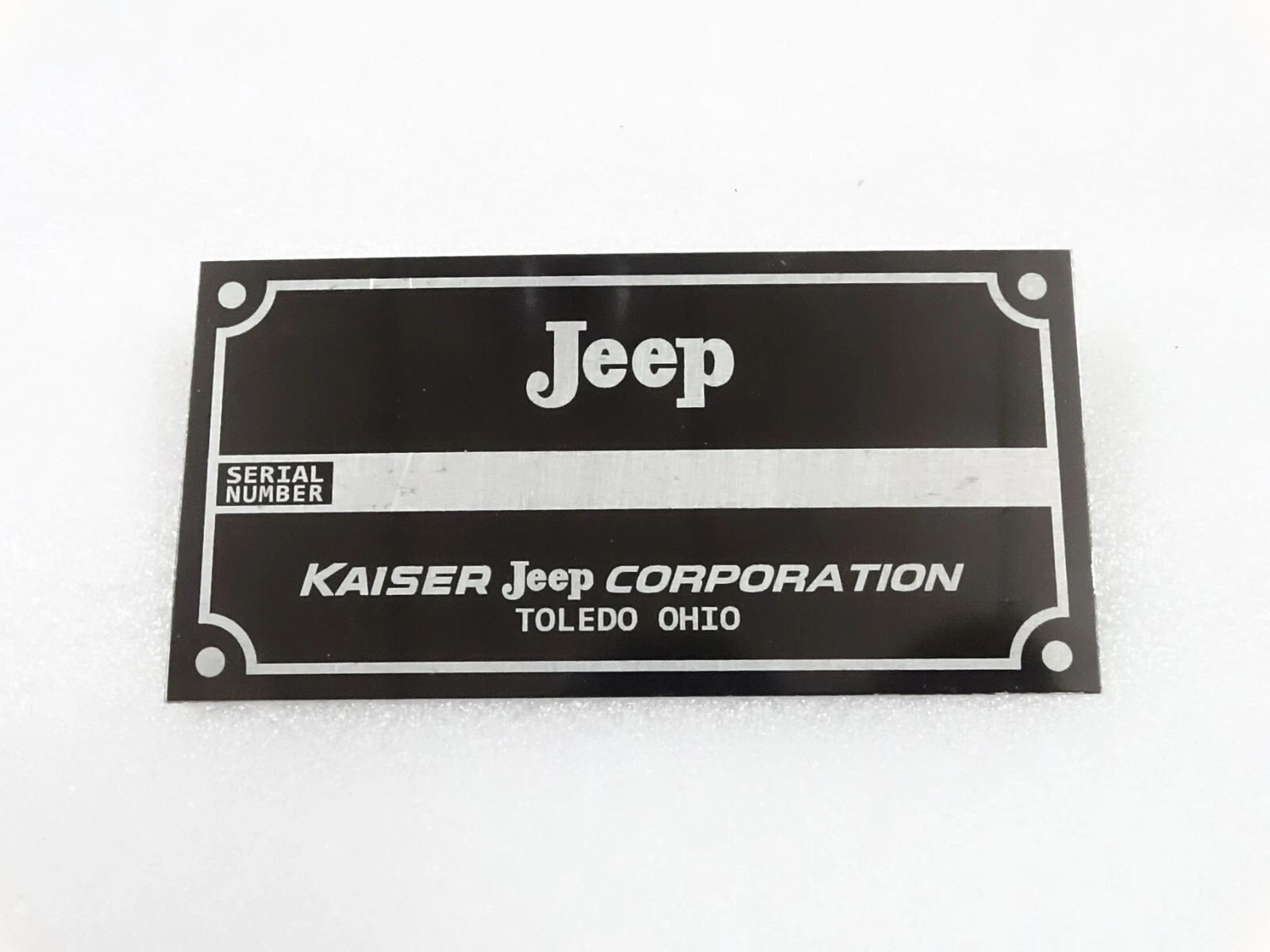 DATA PLATE FOR VINTAGE KAISER JEEP OHIO #V250-7