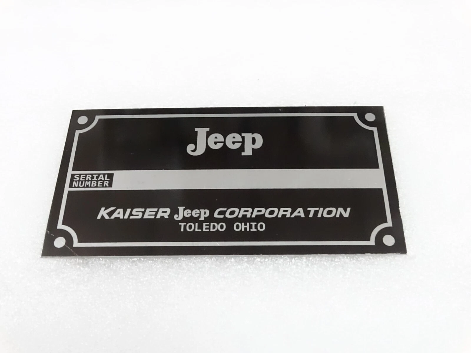DATA PLATE FOR VINTAGE KAISER JEEP OHIO #V250-7