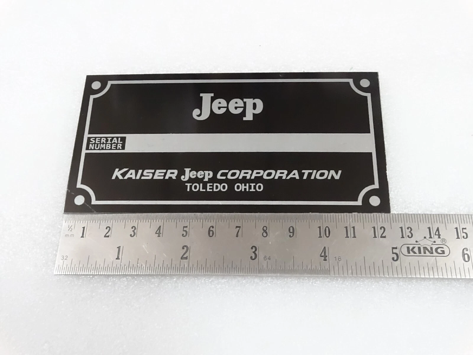 DATA PLATE FOR VINTAGE KAISER JEEP OHIO #V250-7