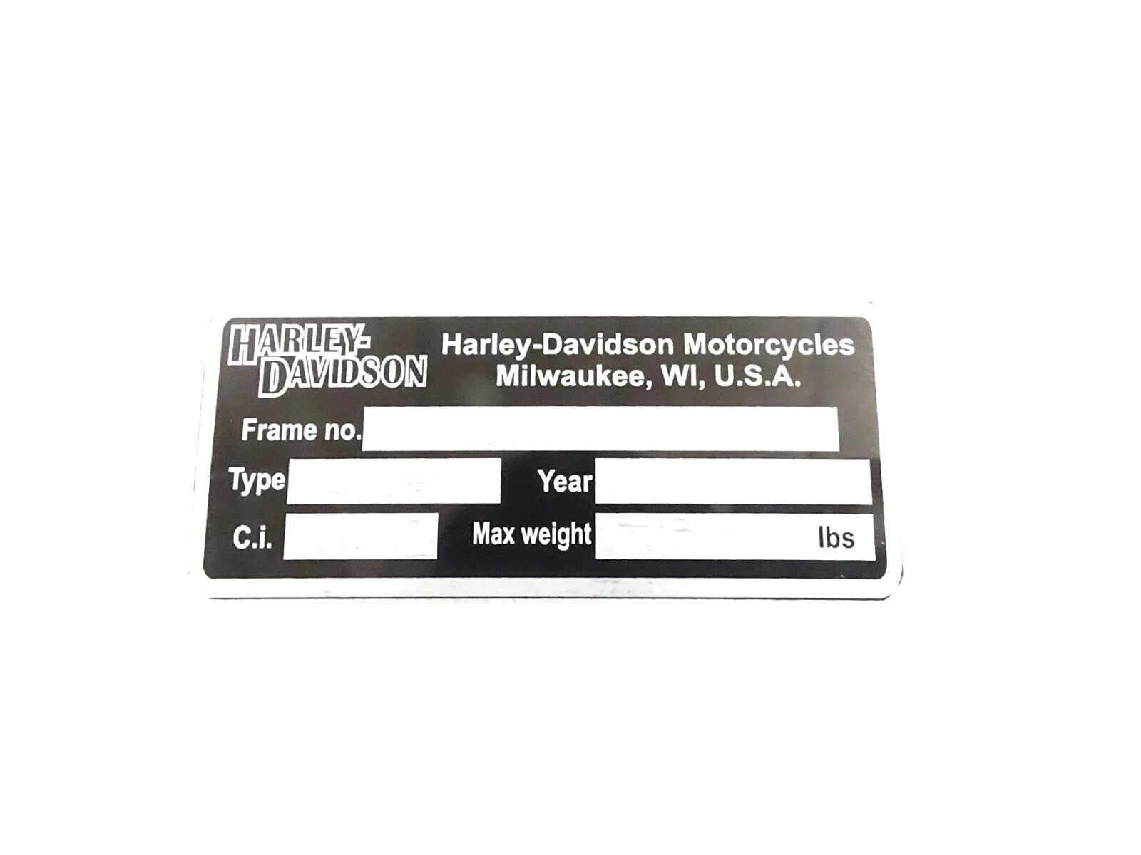 DATA PLATE BLANK FITS TO VINTAGE CLASSIC HARLEY DAVIDSON MODELS #V449-8